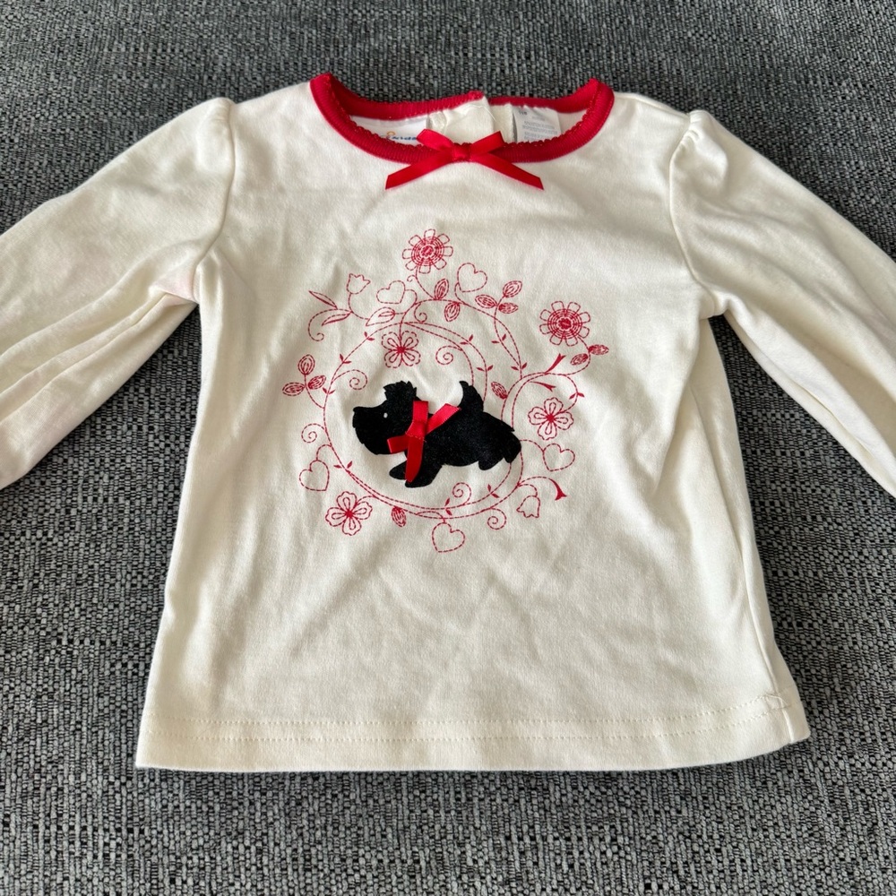 B.T. Kids Cream Kids Shirt with Red Accents and “Scottie” dog